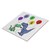 Funny T-rex Dinosauriërs die Smile Balloons vastho Tegeltje (Zijkant)