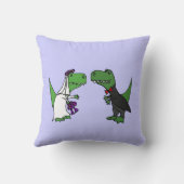 Funny T-rex Dinosaurs Bride en Groom Wedding Art Kussen (Achterkant)