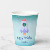 Funny T-rex dinosaurus raket School kind Verjaarda Papieren Bekers (Voorkant)