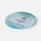 Funny T-rex dinosaurus raket School kind Verjaarda Papieren Bordje (Gekanteld)