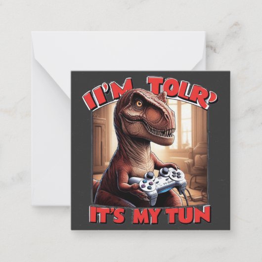 Funny T-Rex Gamer Quote Design Notitiekaartje (Voorkant)