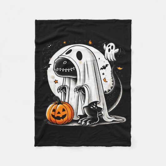 Funny T-rex Ghost Dinosaur Halloween Costume Tyran Fleece Deken (Voorkant)