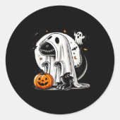 Funny T-rex Ghost Dinosaur Halloween Costume Tyran Ronde Sticker (Voorkant)
