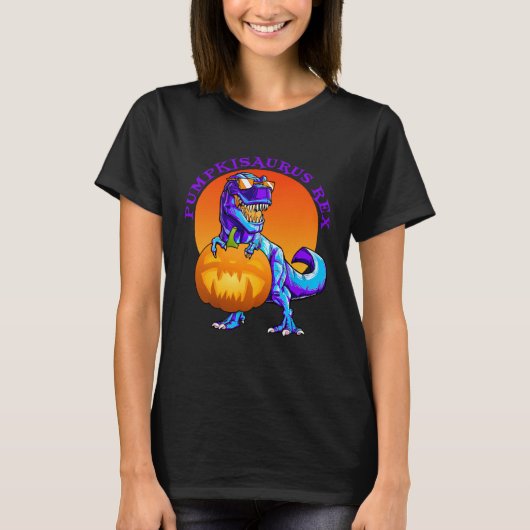 Funny T Rex Halloween Pumpkisaurus Rex Pumpkin Din T-shirt (Voorkant)