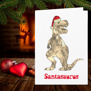 Funny T Rex Santa Kerstmis Dinosaur Xmas Humor Kaart