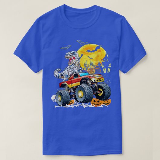 Funny T Rex Saurus Riding Monster Truck Happy Hall T-shirt (Design voorkant)