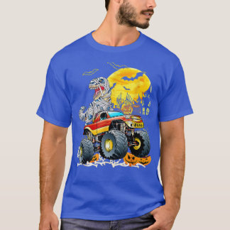 Funny T Rex Saurus Riding Monster Truck Happy Hall T-shirt
