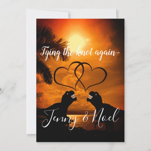 Funny T Rex Sunset Wedding Vows Renewal Kaart (Achterkant)