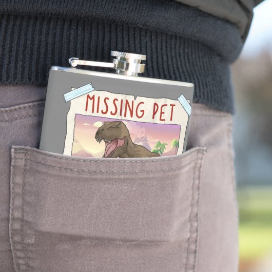 Funny T Rex Tshirt, Funny Missing Pet Tee, Dinosau Heupfles (Voorbeeld)