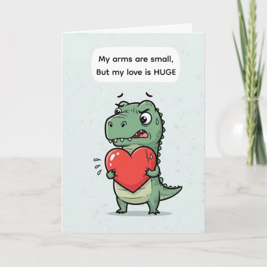 Funny T-Rex Valentine – I Love You This Much Feestdagen Kaart (Voorkant)