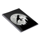 Funny T-Rex vliegend op fiets met volle maan Notitieboek (Rechterzijde)