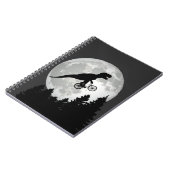 Funny T-Rex vliegend op fiets met volle maan Notitieboek (Linkerzijde)