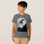 Funny T-Rex vliegend op fiets met volle maan T-shirt (Voorkant volledig)
