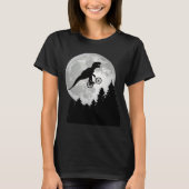Funny T-Rex vliegend op fiets met volle maan T-shirt (Voorkant)