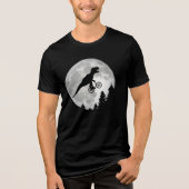 Funny T-Rex vliegend op fiets met volle maan Tri-Blend Shirt (Voorkant)