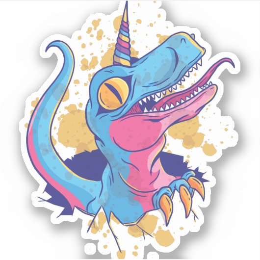 Funny T-Rex wil een eenhoorn dinosaurus Cartoon zi Sticker (Voorkant)