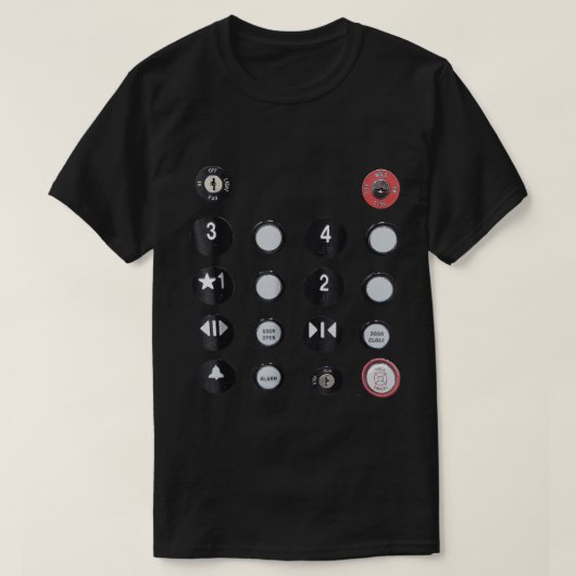 Funny T-Shirt - Elevator Button T-shirt (Design voorkant)