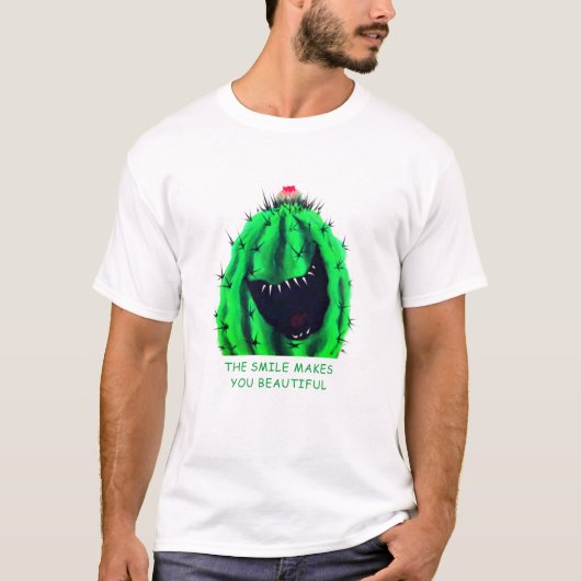 Funny T-Shirt Gift Happy Cactus Smile Custom Text (Voorkant)