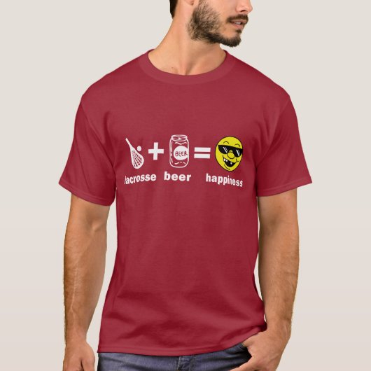 Funny T-Shirt Lacrosse + Beer = Geluk (Voorkant)