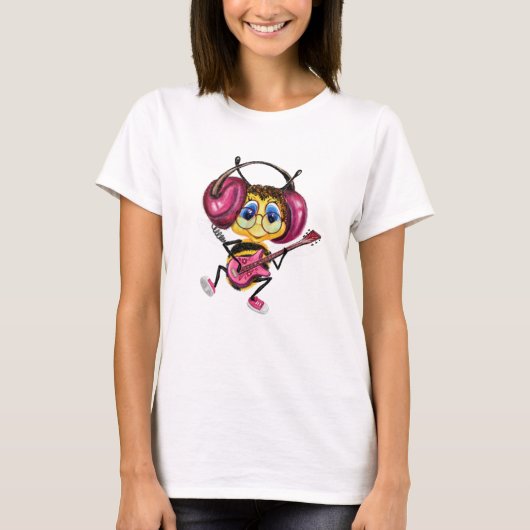 Funny T-Shirt met bijengitaarspeler (Voorkant)