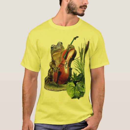Funny T-shirt met kikker cello (Voorkant)