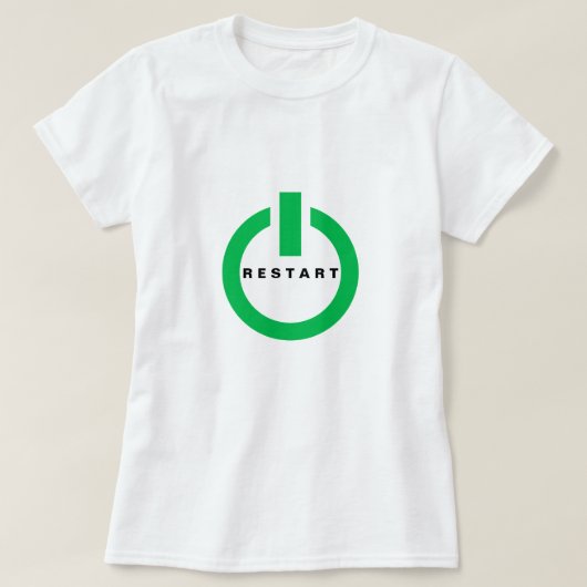 Funny T-Shirt met Reset Button en Restrat Tekst (Design voorkant)