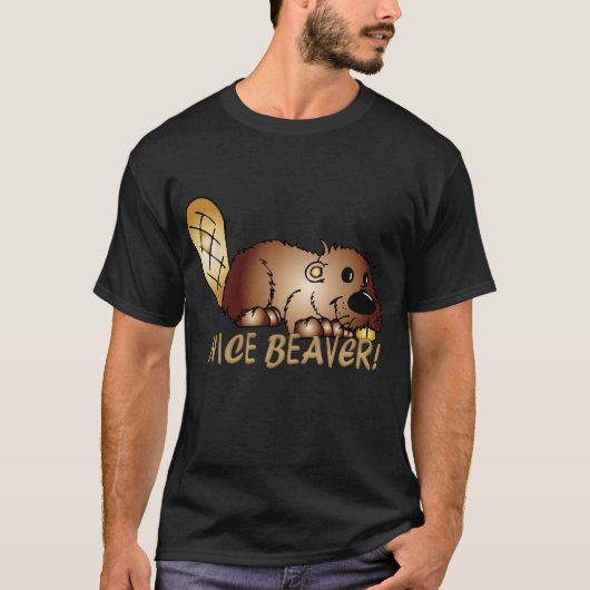 Funny T Shirt Nice Beaver - Cute Cartoon Beaver T (Voorkant)