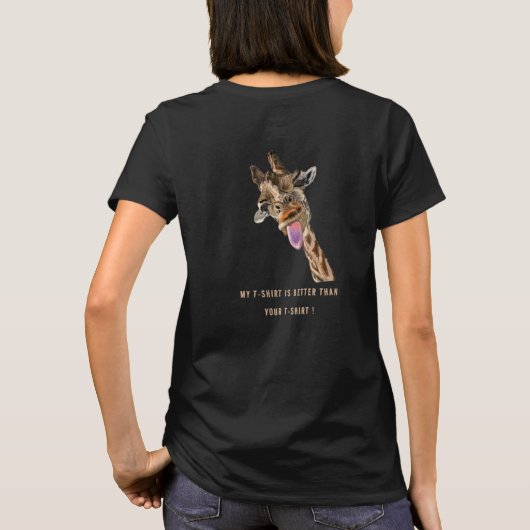 Funny T-Shirt Playful Giraffe - Aangepaste tekst (Achterkant)