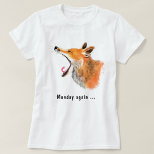 Funny T-Shirt Text Maandag opnieuw met Yawning Fox