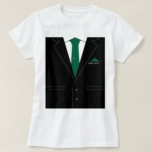 Funny T-Shirt Zwart Pak en Stropdas Aangepaste Tek (Design voorkant)