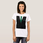 Funny T-Shirt Zwart Pak en Stropdas Aangepaste Tek (Voorkant volledig)