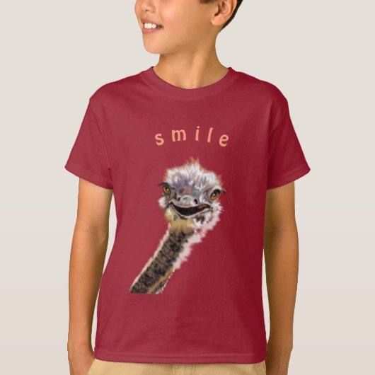 Funny T-Shirts met Happy Ostrich - glimlachen (Voorkant)