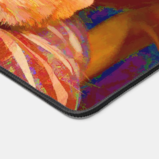 Funny Tabby Cat Bright Oranje Cute Bureaumat (Hoek)