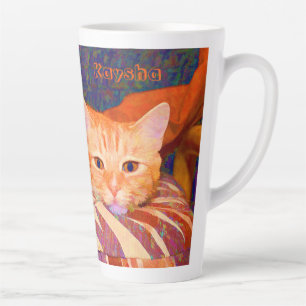 Funny Tabby Cat Bright Oranje Cute Latte Mok