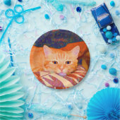 Funny Tabby Cat Bright Oranje Cute Papieren Bordje (Feest)