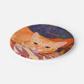 Funny Tabby Cat Bright Oranje Cute Papieren Bordje (Gekanteld)