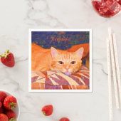 Funny Tabby Cat Bright Oranje Cute Servet (Insitu)