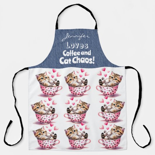 Funny Tabby Cat Coffee Lover All-Over Print Schort (Voorkant)