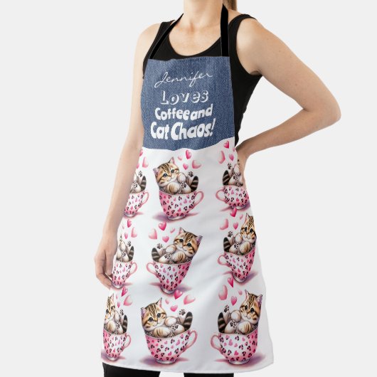 Funny Tabby Cat Coffee Lover All-Over Print Schort (Insitu)