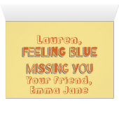 Funny Tabby Fat Cat I Miss Mijn Wenskaart (Binenzijde Horizontaal (Onderkant))