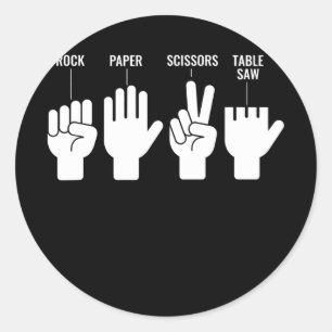 Funny Table Saw Woodworkwerker Joke Top No Vinger Ronde Sticker