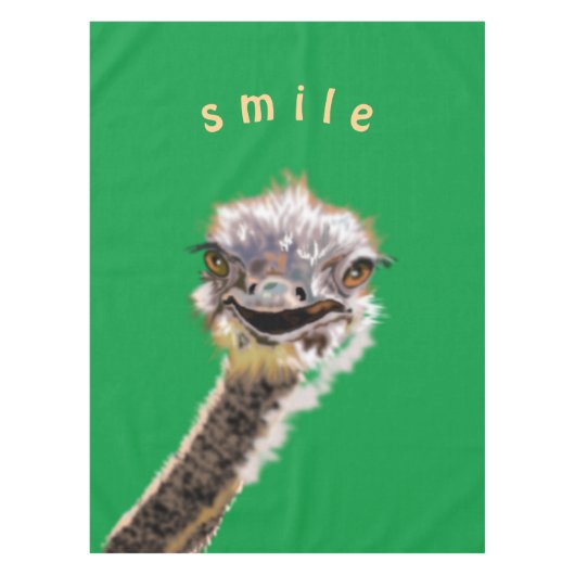 Funny Tablecloth met Happy Ostrich - glimlachen Tafelkleed (Voorkant)