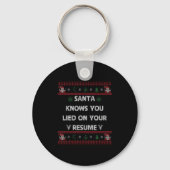 Funny Tacky Santa Knows You Lied On Your Resume Ug Sleutelhanger (Voorkant)