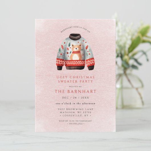 Funny Tacky Ugly kerstSweater Party Kaart (Staand voorkant)