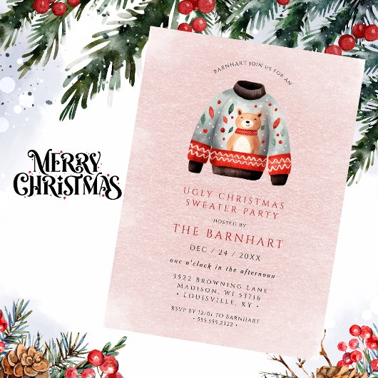 Funny Tacky Ugly kerstSweater Party Kaart