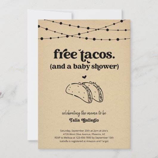 Funny Taco Couple's Baby shower Invitation Kaart (Voorkant)