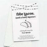 Funny Taco Couple's Baby shower Invitation Kaart<br><div class="desc">Gratis Tacos (en een Baby shower). Gebruik voor een traditionele douche of een douche van een gecodeerd stel. Hoe dan ook, geniet van een leuke baby shower-uitnodiging die de schijnwerpers op... taco's zet! Het kunstwerk is met de hand getekend. Coördinerende gegevens, register, bedankkaarten en andere items zijn beschikbaar in het...</div>