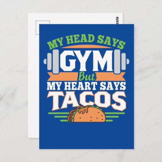 Funny Taco Gym Briefkaart (Voorkant / Achterkant)