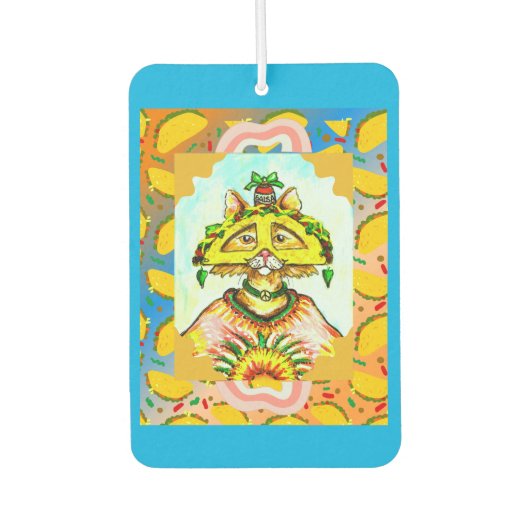 Funny Taco Hippie Cat Car Air Freshener Luchtverfrisser (Voorkant)