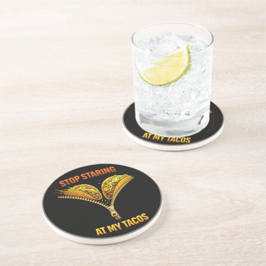 Funny Taco Lover Stop Staring Zandsteen Onderzetter (Zijkant)